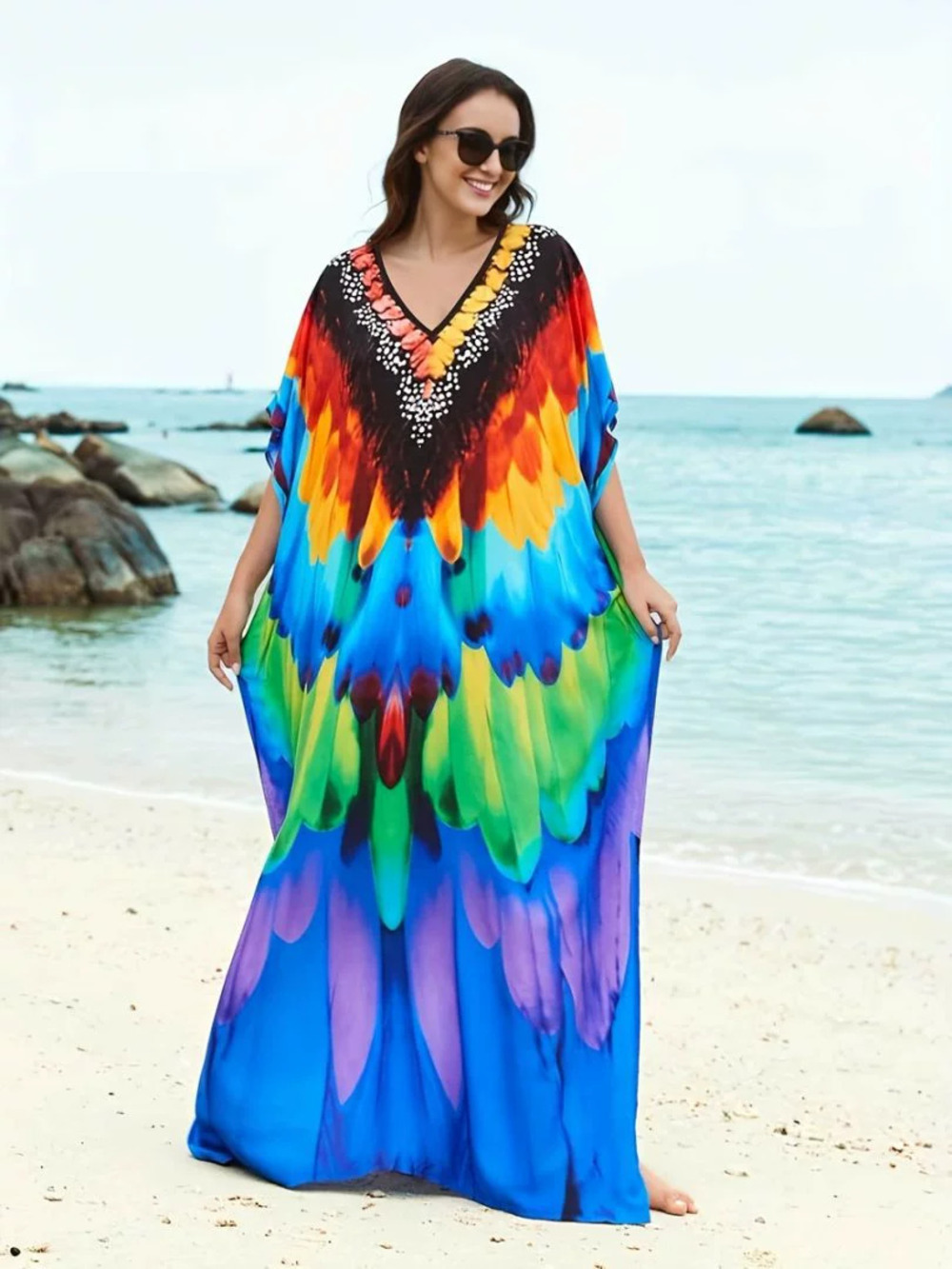 ZARA Loose Floral Print Beach Cover Up Robe Bikini Sun Protection